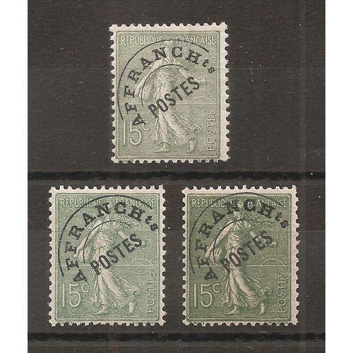 Pro 45 (1922) Problitr Type Semeuse Ligne 15c Olive Varits De Couleur N* (Cote 6,9e) (6285)