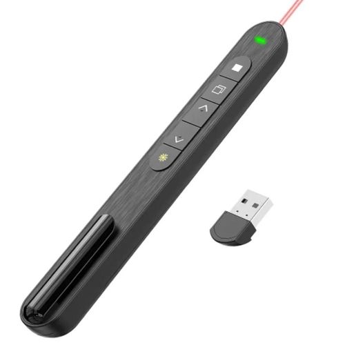 Prsentateur sans fil lumire rouge stylo tournant de page 2.4G RF Volume tlcommande PPT prsentation USB PowerPoint pointeur souris-Noir