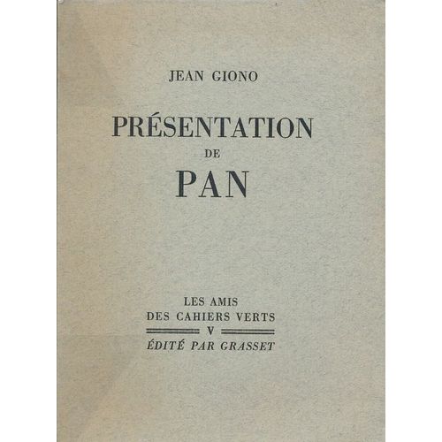 Prsentation De Pan   de jean giono 