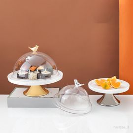 Plateau Gateaux Presentoire Plateau à Gâteau Bois Avec Couvercle Acrylique - Diamètre 30cm - Présentoir Pâtisserie Élégant Plateau Multifonction