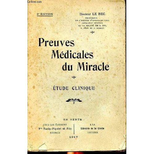 Preuves Mdicales Du Miracle Etude Clinique   de Docteur Le Bec 
