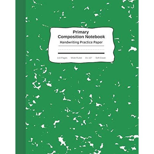 Primary Composition Notebook Handwriting Practice Paper: Marble Composition Book Wide Ruled Green| Improves Handwriting For Kids | Visual Handwriting Visual Cues | Grades K-2 Kindergarten Early Creati   de EZ Visual Handwriting  Format Broch 