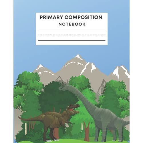 Primary Composition Notebook: Primary Story Journal Draw And Write, Dotted Midline To Practice Handwriting - Create Unique Stories & Illustrations - Composition Notebook With Dinosaure Cover Design   de Diaries, Adam  Format Broch 