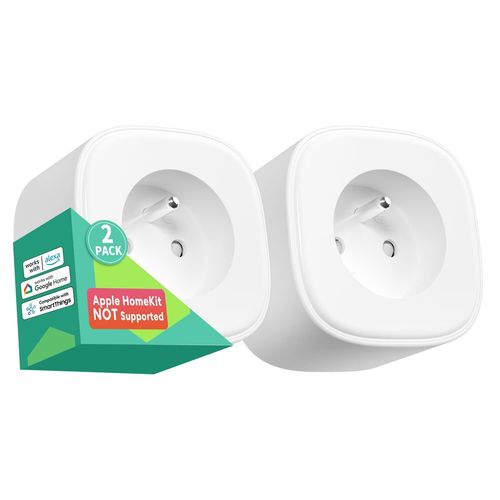 Prise Connecte Wifi (Type E), Prise Intelligente Compatible Avec Alexa Et Google Home, Lot De 2 Prise Franaise Programmable Avec Contrle  Distance, Contrle Vocal Et Fonction D[MAT790025]