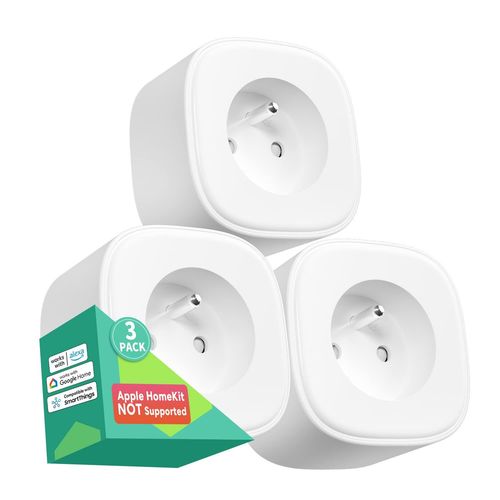 Prise Connecte Wifi (Type E), Prise Intelligente Compatible Avec Alexa, Google Home Et Smartthings, Lot De 3 Prise Franaise Programmable Avec Contrle  Distance[MAT790021]