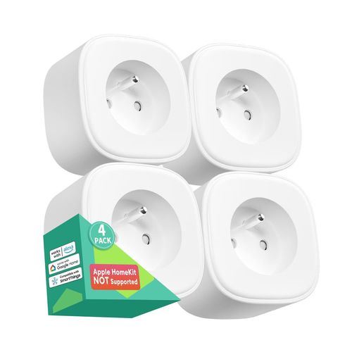 Prise Connecte Wifi (Type E), Prise Intelligente Compatible Avec Alexa, Google Home Et Smartthings, Lot De 4 Prise Franaise Programmable Avec Contrle  Distance[MAT790024]