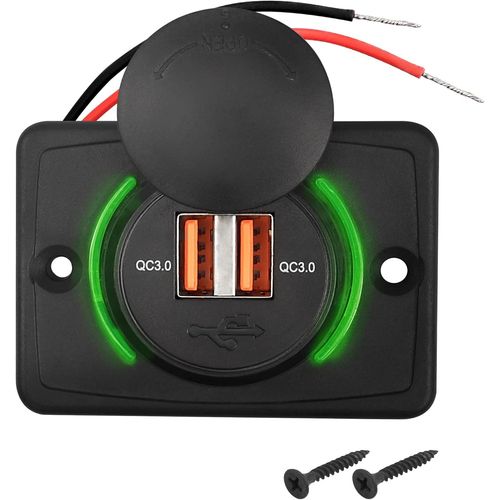Prise Murale Usb Pour Vhicule Rcratif-12 V-24 V-Charge Rapide 3.0-Double Usb A-Chargeur De Voiture Avec Capuchon Pour Voitures,Bus,Camping-Car,Bateau,Automobile