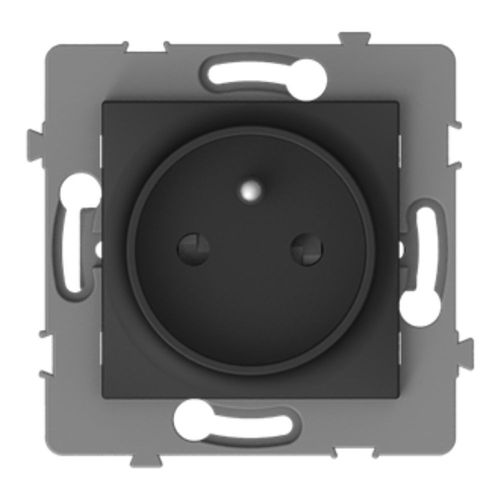 Prise Simple 2p+T Encastrable -  Composer - Mtal Noir Bross - Gamme Kouro - Zenitech