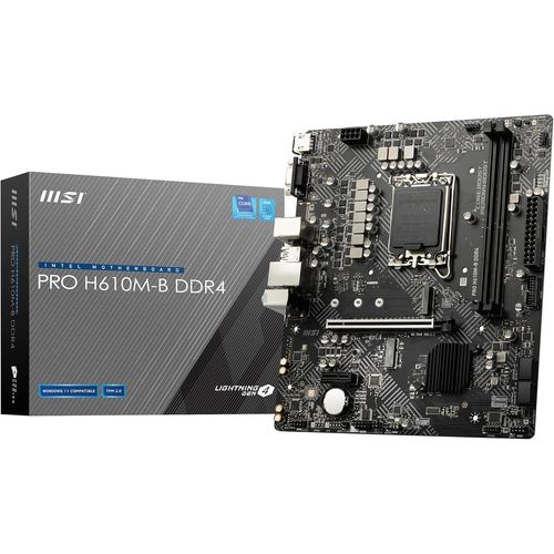 Pro H610M-B Ddr4 Carte Mre,Micro-Atx-Pour Processeurs Intel Core 12 Gn,Lga 1700-2XDimm(3200Mhz),1XSlot Pcie 4.0 X16,1XM.2 Gen3,Lan Intel 1G,Hdmi 2.1 & Vga