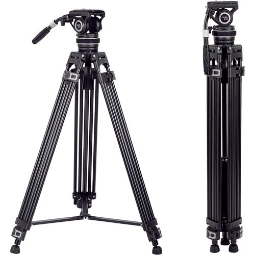 Pro Video Tripod with Fluid Head,All Metal Heavy Duty QR Plate Compatible with DJI RS Gimbals Manfrotto,Flexible 360 Pan&+90/-85 Tilt with Adjustable Damping Max Load 22lb/10kg,BF310