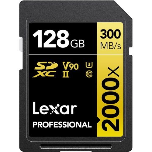 Professional 2000x Carte SD 128Go, Carte mmoire SDXC UHS-II sans Lecteur, Jusqu' 300 Mo/s en Lecture, pour DSLR, camras vido en qualit cinma (LSD2000128G-BNNAG)