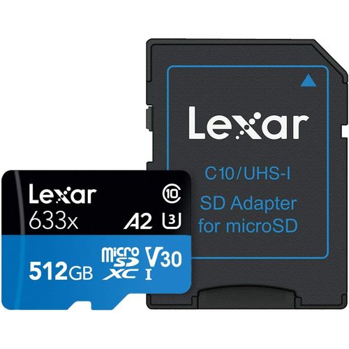 Professional 633X Carte Micro Sd 512 Go, Carte Microsdxc Uhs-I, Jusqu' 100 Mo/S En Lecture, Carte Tf Pour Smartphones, Tablettes Et Camras D'Action (Lsdmi512Bbeu633A)