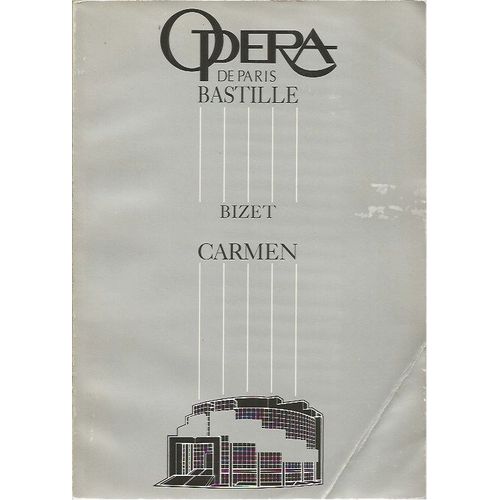 Programme Bizet Carmen - Operas De Paris Bastille 1993 