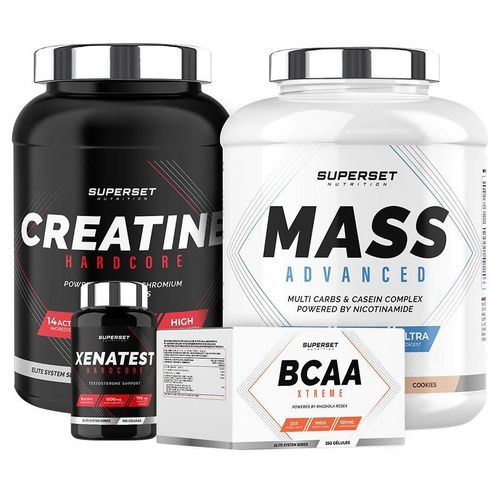 Programme Prise De Masse Expert - Mass Advanced 2,5kg Cookies - Cratine Hardcore - Bcaa Xtreme - Xenatest Hardcore