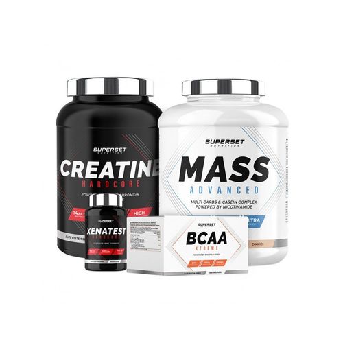 Programme Prise De Masse Expert - Mass Advanced 2,5kg Cookies - Cratine Hardcore - Bcaa Xtreme - Xenatest Hardcore