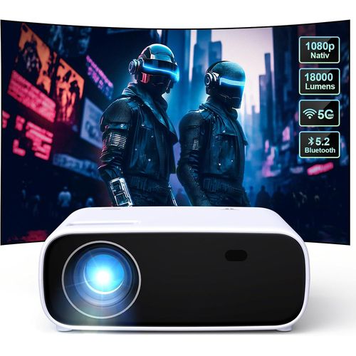 Projecteur amlior 2024, compatible Bluetooth et WiFi, cran HD 18 000 lumens, prend en charge une taille de projection de 30  200 pouces, compatible avec iOS/Android/ordinateur