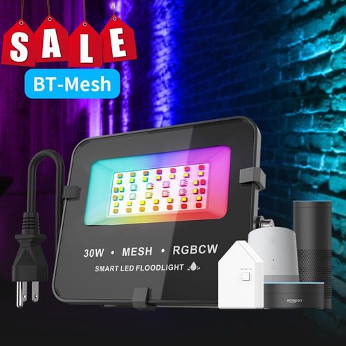 Projecteur Led Intelligent, 30w, Ip65, clairage D'extrieur Pour La Maison, Rgbcw, Bluetooth, Maille, Rseau, Tlcommande  28 Touches