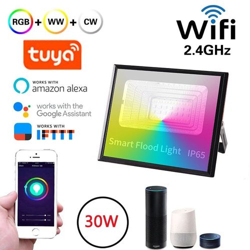 Projecteur Led Rgb Intelligent 30w, clairage De Scne De Jardin, tanche Ip65, Application Tuya Wifi Smartlife, Fonctionne Avec Google Home