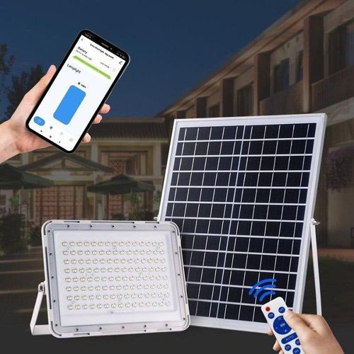 Projecteur Solaire Led Connect Wifi 100w Ip65 (Panneau Solaire + Tlcommande Inclus) - Blanc Froid 6000k - 8000k - Silamp