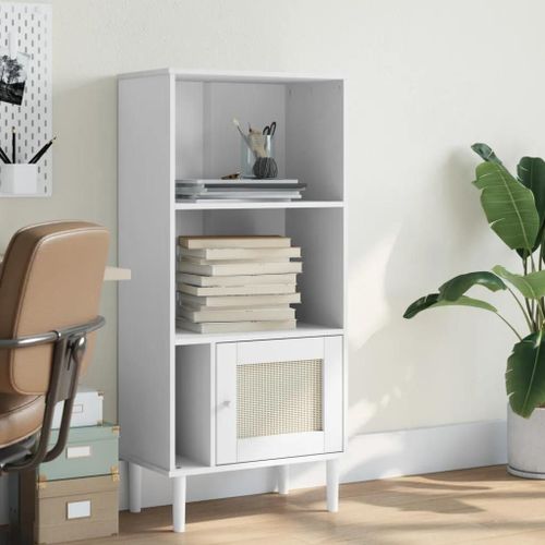 Prolenta Premium - Bibliothque Senja Aspect De Rotin Blanc Bois Massif De Pin