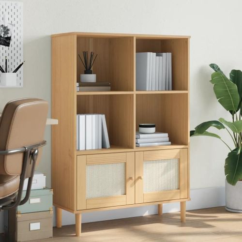 Prolenta Premium - Bibliothque Senja Aspect De Rotin Marron Bois Massif De Pin