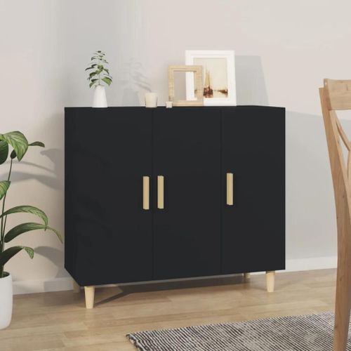 Prolenta Premium - Buffet Noir 90x34x80 Cm Bois D'ingnierie