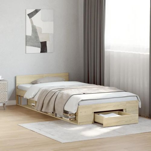 Prolenta Premium - Cadre De Lit Avec Tiroir Sans Matelas Chne Sonoma 90x200 Cm