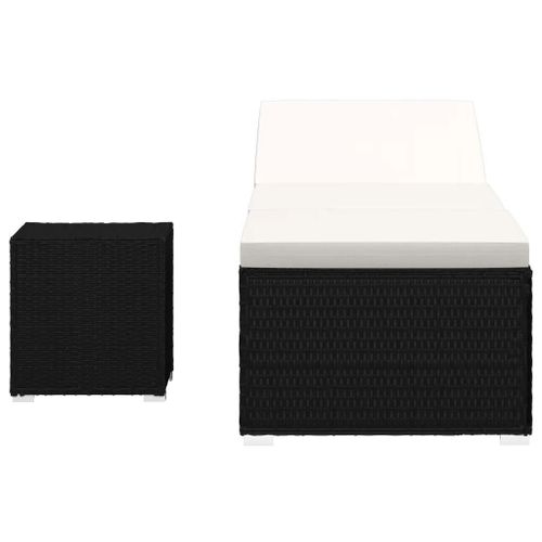 Prolenta Premium - Chaise Longue Avec Coussin Et Table  Th Rotin Blanc Crme