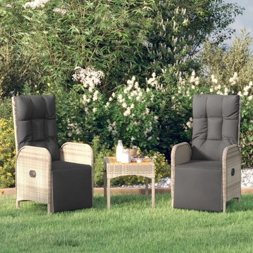 Prolenta Premium - Chaises Inclinables De Jardin Lot De 2 Et Table Rsine Tresse