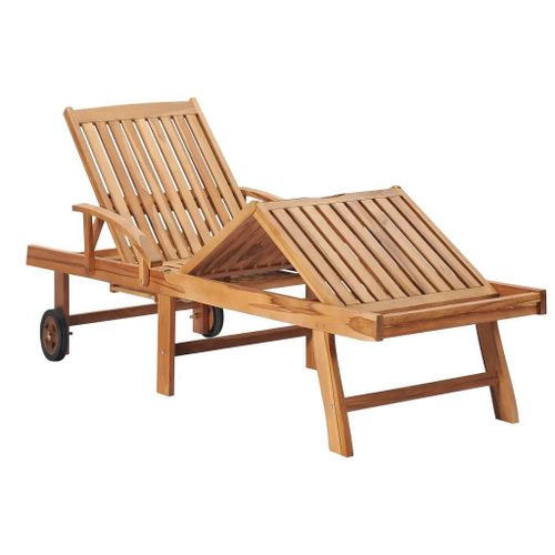 Prolenta Premium - Chaises Longues Lot De 2 Avec Table Et Coussin Bois Teck Solide