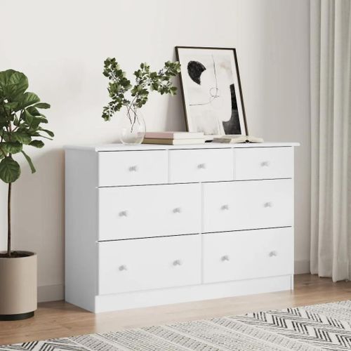 Prolenta Premium - Commode Alta Blanc 112x35x73 Cm Bois Massif De Pin
