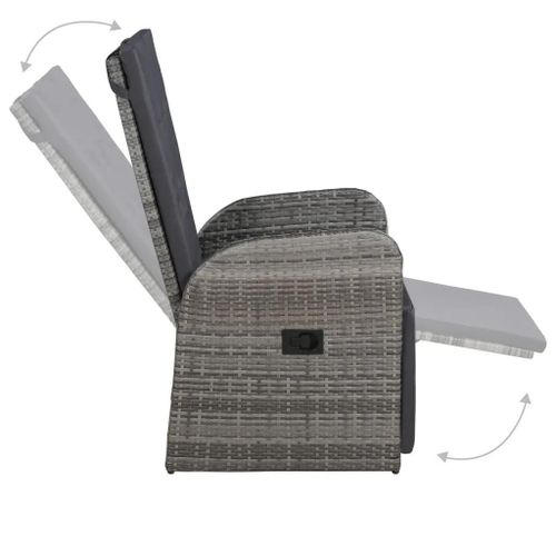 Prolenta Premium - Ensemble De Bistro 3 Pcs Avec Coussins Rsine Tresse Gris