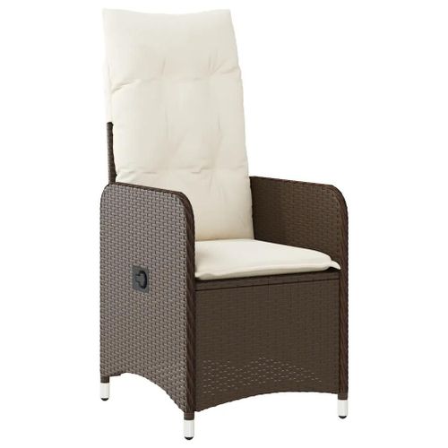 Prolenta Premium - Ensemble De Bistro De Jardin 5 Pcs Coussins Marron Poly Rotin
