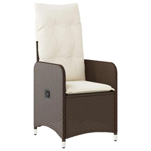 Prolenta Premium - Ensemble De Bistro De Jardin 7 Pcs Coussins Marron Poly Rotin
