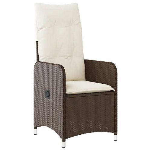 Prolenta Premium - Ensemble De Bistro De Jardin 7 Pcs Coussins Marron Poly Rotin