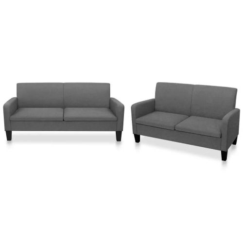 Prolenta Premium - Ensemble De Canaps 2 Pcs Tissu Gris Fonc