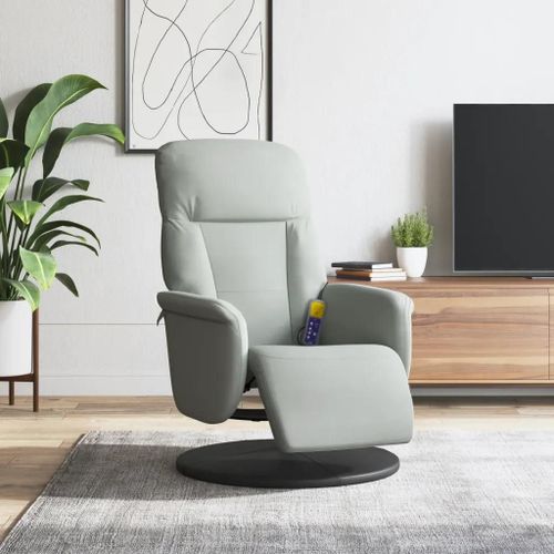 Prolenta Premium - Fauteuil Inclinable De Massage Repose-Pied Gris Clair Velours