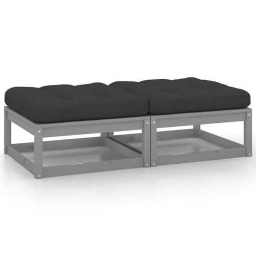 Prolenta Premium - Repose-Pieds De Jardin Avec Coussins Lot De 2 Gris Bois De Pin