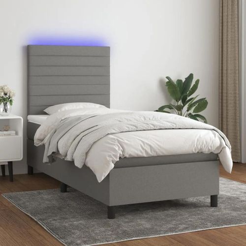 Prolenta Premium - Sommier  Lattes De Lit Avec Matelas Et Led Gris Fonc 90x200cm
