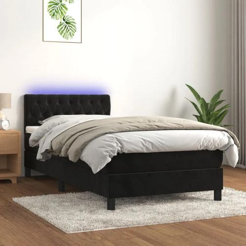 Prolenta Premium - Sommier  Lattes De Lit Avec Matelas Et Led Noir 100x200 Cm