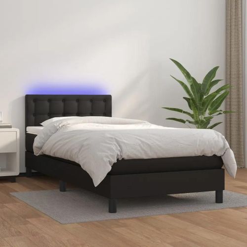Prolenta Premium - Sommier  Lattes De Lit Avec Matelas Et Led Noir 80x200 Cm