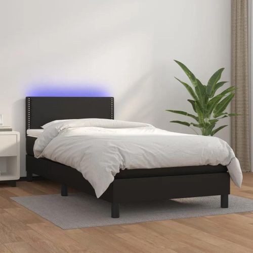 Prolenta Premium - Sommier  Lattes De Lit Avec Matelas Et Led Noir 80x200 Cm