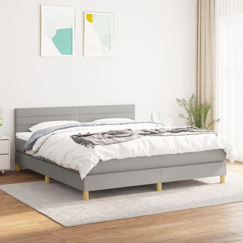 Prolenta Premium - Sommier  Lattes De Lit Avec Matelas Gris Clair 180x200cm Tissu