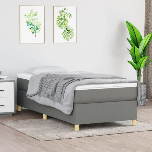 Prolenta Premium - Sommier  Lattes De Lit Avec Matelas Gris Fonc 100x200cm Tissu