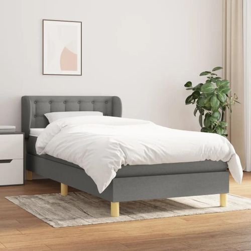 Prolenta Premium - Sommier  Lattes De Lit Avec Matelas Gris Fonc 100x200cm Tissu