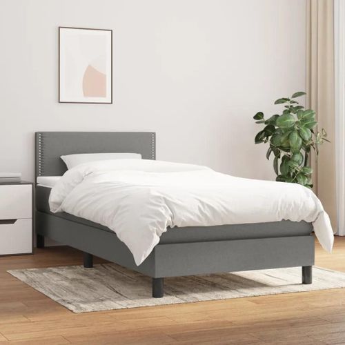 Prolenta Premium - Sommier  Lattes De Lit Avec Matelas Gris Fonc 100x200cm Tissu