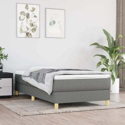 Prolenta Premium - Sommier  Lattes De Lit Avec Matelas Gris Fonc 100x200cm Tissu