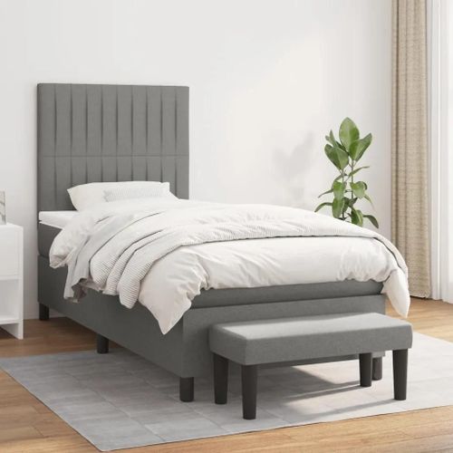 Prolenta Premium - Sommier  Lattes De Lit Avec Matelas Gris Fonc 100x200cm Tissu