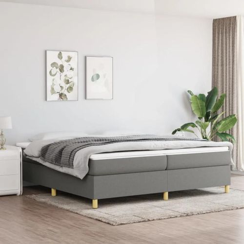 Prolenta Premium - Sommier  Lattes De Lit Avec Matelas Gris Fonc 200x200cm Tissu