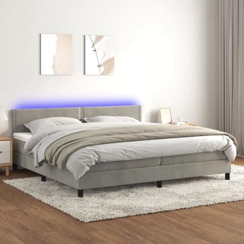 Prolenta Premium - Sommier  Lattes De Lit Avec Matelas Led Gris Clair 200x200 Cm